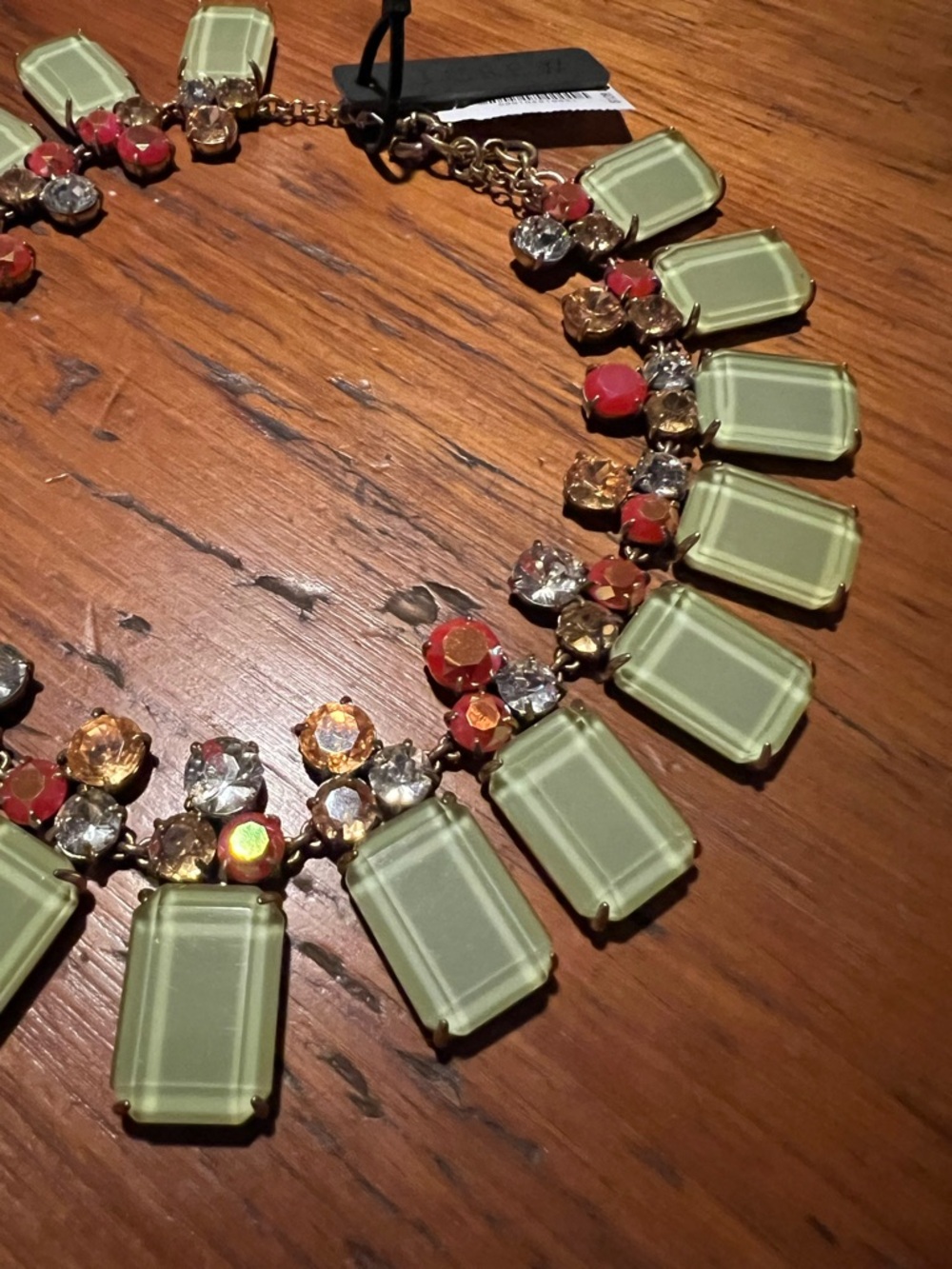 J. Crew Pale Green Glass & Multi Crystal Bib Necklace - Picture 3 of 4